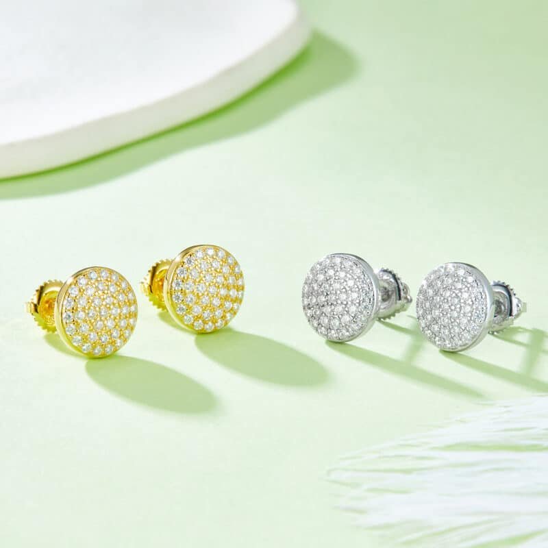 men's moissanite hip hop screw back stud earrings round shape sterling j011a 05