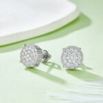 Boucles d'oreilles à tige rondes en moissanite à vis pour hommes 3 Boucles d'oreilles à tige rondes en moissanite pour homme, style hip-hop, en argent sterling J012A 03