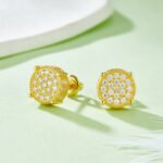 Boucles d'oreilles à tige rondes en moissanite à vis pour hommes 4 Boucles d'oreilles à tige rondes en moissanite pour homme, style hip-hop, en argent sterling J012A 04