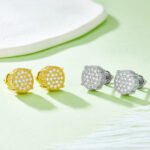 Boucles d'oreilles à tige rondes en moissanite à vis pour homme 5 Boucles d'oreilles à tige rondes en moissanite pour homme, style hip-hop, en argent sterling J012A 05