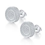 Pendientes de moissanita con cierre de rosca redondo para hombre 1 Pendientes de tuerca con cierre de rosca de moissanita para hombre, estilo hip hop, forma redonda, de plata de ley j013a 01