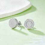 Pendientes de moissanita con cierre de rosca redondo para hombre 3 Pendientes de moissanita estilo hip hop para hombre, con cierre de rosca, forma redonda, de plata de ley j013a 03