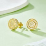 Pendientes de moissanita con cierre de rosca redondo para hombre 4 Pendientes de moissanita estilo hip hop para hombre, con cierre de rosca, forma redonda, de plata de ley j013a 04