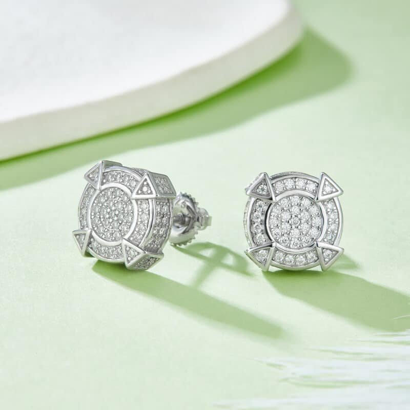 men’s moissanite hip hop screw back stud earrings round shape sterling j014a 03