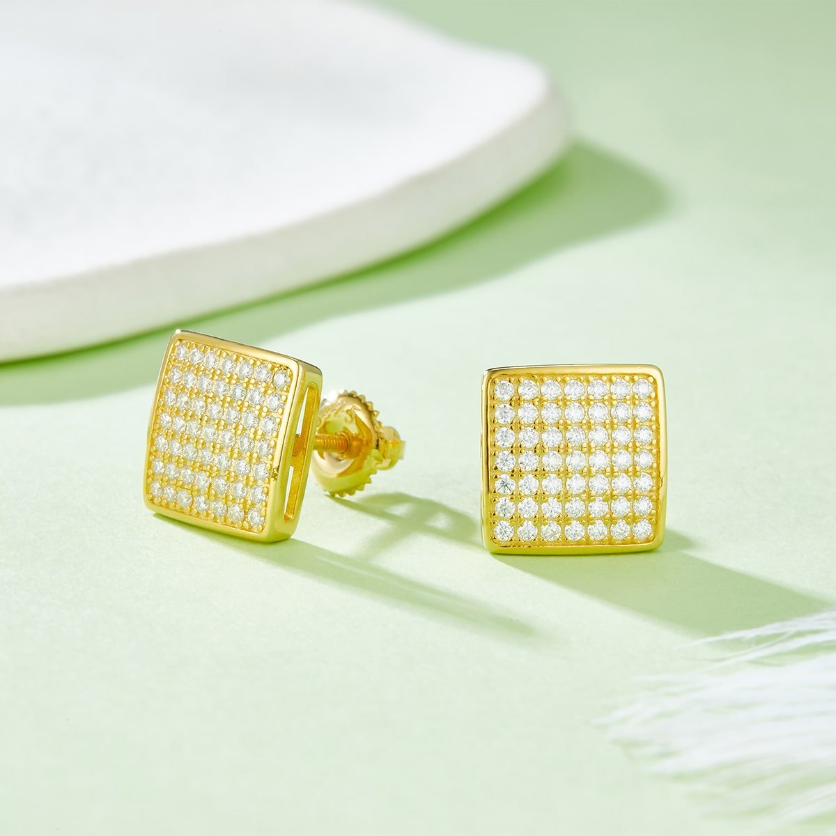 orecchini a bottone con chiusura a vite hip hop in moissanite da uomo, forma quadrata, in argento sterling j016a 04