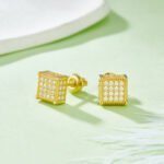 Cubic Shape Screw Back Moissanite Earrings Stud For Men 4 men's moissanite hip hop screw back stud earrings square shape sterling j017a 04