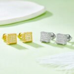Cubic Shape Screw Back Moissanite Earrings Stud For Men 5 mens moissanite hip hop screw back stud earrings square shape sterling j017a 05