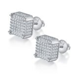 Kubieke vorm Moissanite oorbellen met schroefsluiting voor heren 1 men's moissanite hip hop screw back stud earrings square shape sterling j020a 01