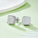 Kubieke vorm Moissanite oorbellen met schroefsluiting voor heren 3 men's moissanite hip hop screw back stud earrings square shape sterling j020a 03