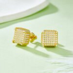 Kubieke vorm Moissanite oorbellen met schroefsluiting voor heren 4 men's moissanite hip hop screw back stud earrings square shape sterling j020a 04