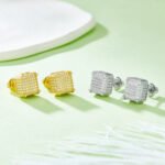 Kubieke vorm Moissanite oorbellen met schroefsluiting voor heren 5 mens moissanite hip hop screw back stud earrings square shape sterling j020a 05