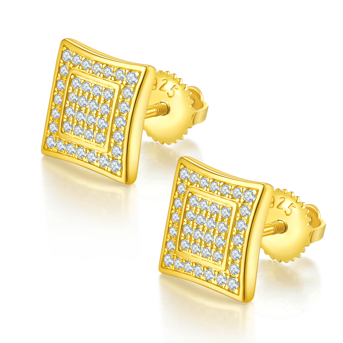 orecchini a bottone hip hop con chiusura a vite in moissanite da uomo, forma quadrata, in argento sterling j021a 02