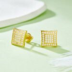 Pendientes de moissanita con cierre de rosca y forma cuadrada para hombre 4 Pendientes de moissanita estilo hip hop para hombre, con cierre de rosca, forma cuadrada, de plata de ley j021a 04