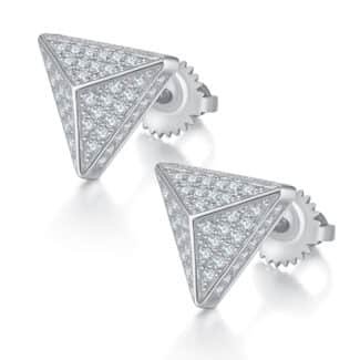 Moissanite hiphop oorbellen met schroefsluiting voor heren, driehoekig, sterling zilver j024a 01