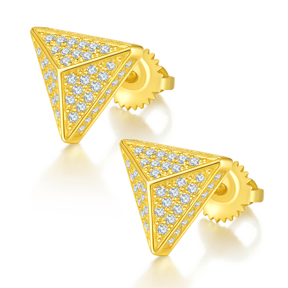 orecchini hip hop da uomo con moissanite e chiusura a vite a forma di triangolo in argento sterling j024a 02