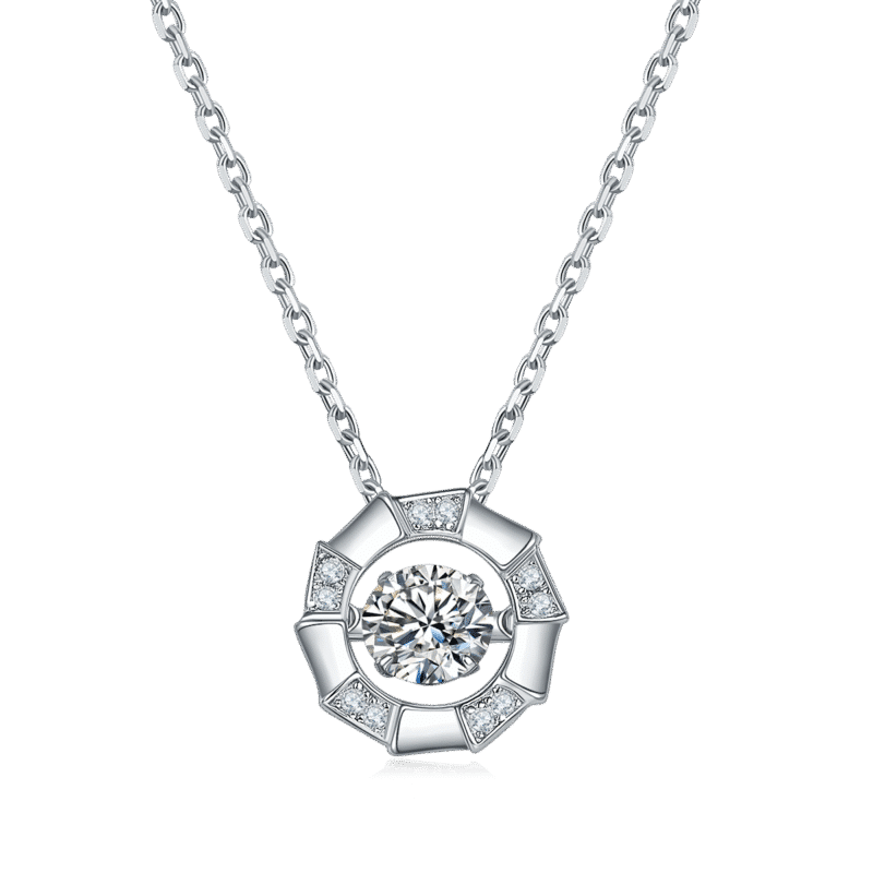 sterling silver dancing moissanite pendant necklace oldr 01