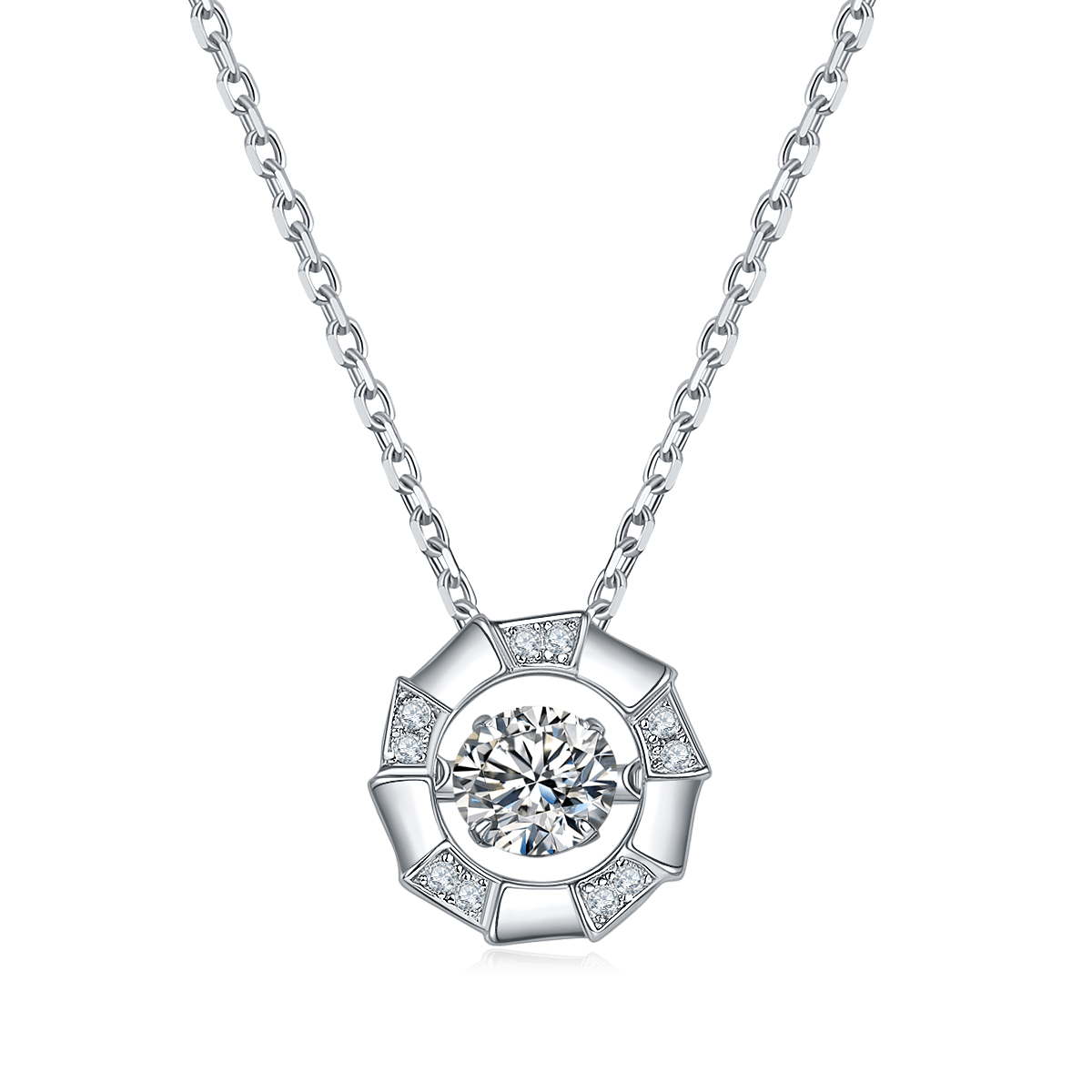 Collar con colgante de moissanita danzante en plata de ley oldr 01