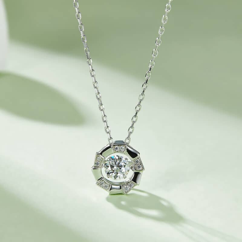 sterling silver dancing moissanite pendant necklace oldr 04