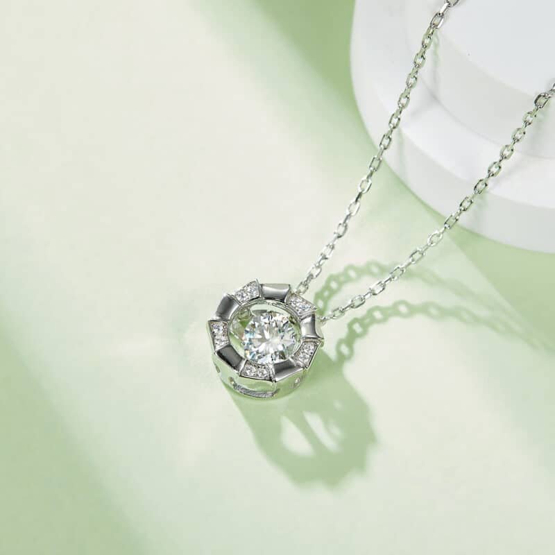 sterling silver dancing moissanite pendant necklace oldr 06