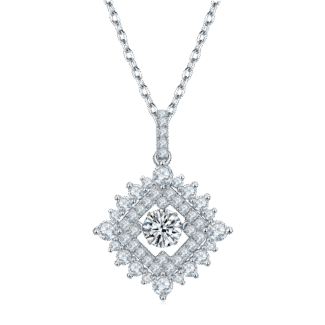 sterling silver dancing moissanite pendant necklace oldv 01
