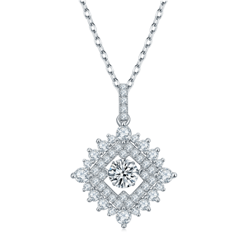 sterling silver dancing moissanite pendant necklace oldv 01