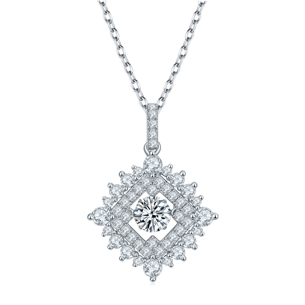 Dây chuyền mặt dây chuyền moissanite nhảy múa bằng bạc nguyên chất oldv 01