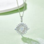 Sterling zilveren dansende moissaniet hanger ketting 3 sterling silver dancing moissanite pendant necklace oldv 04