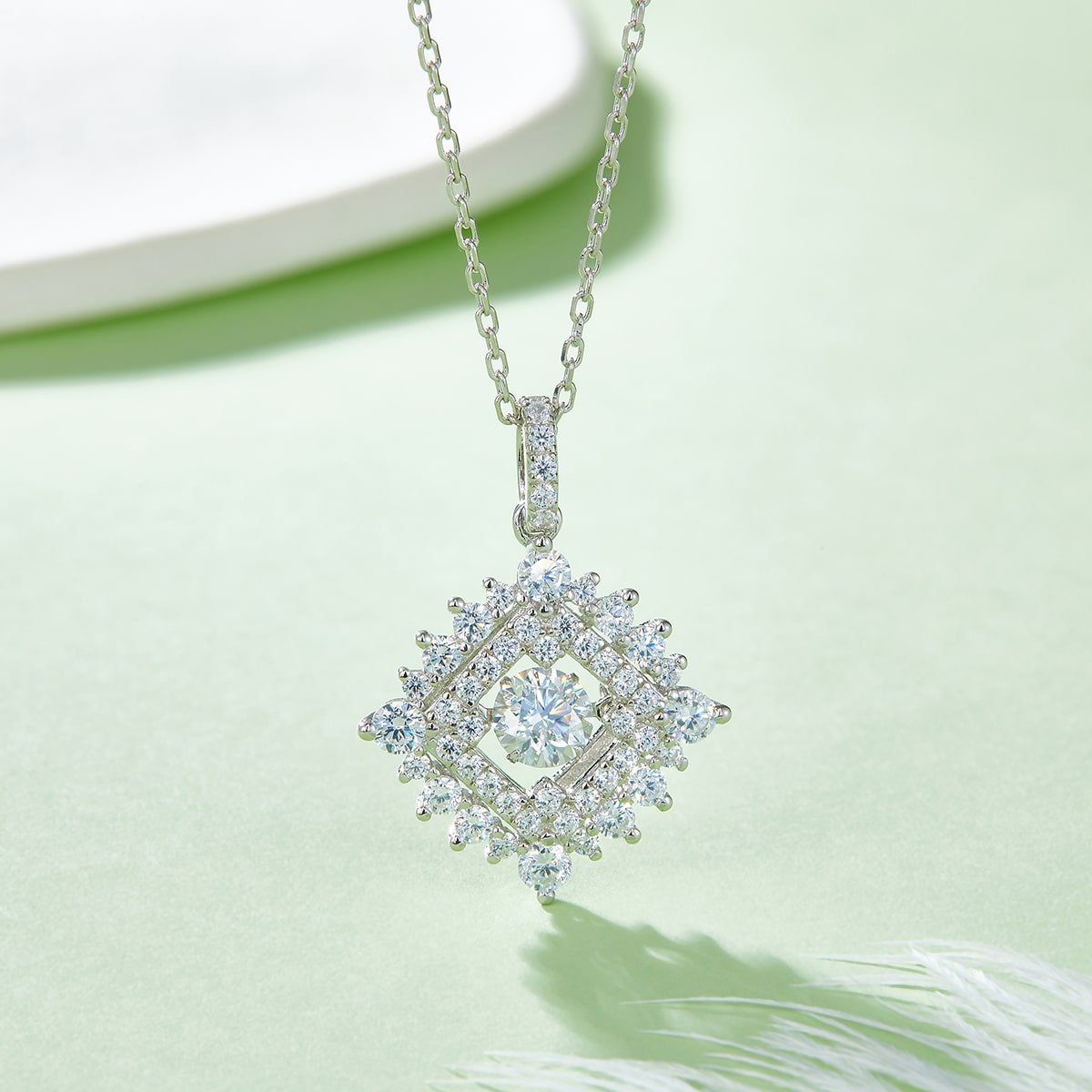 Dây chuyền mặt dây chuyền moissanite nhảy múa bằng bạc nguyên chất oldv 04