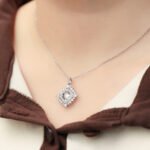 Sterling zilveren dansende moissaniet hanger ketting 6 sterling silver dancing moissanite pendant necklace oldv 07