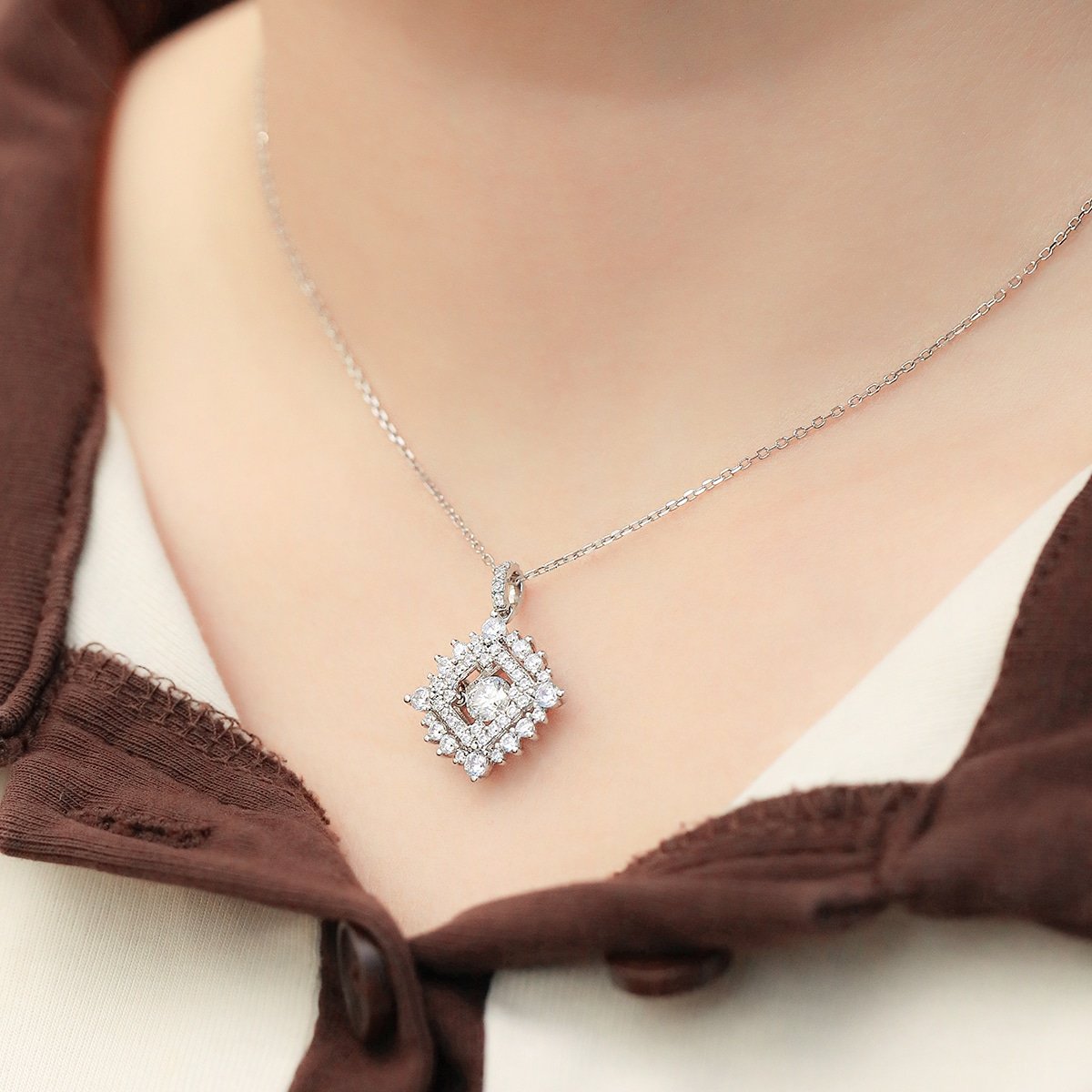 mặt dây chuyền bạc sterling moissanite khiêu vũ oldv 07