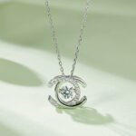 Double C Dancing Moissanite Pendant Necklace 3 sterling silver double c shape white gold plated dancing moissanite pendant necklace oldp925w-00 04