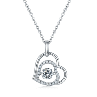 Carrito 2 heart shape dancing moissanite pendant necklace oldg 01