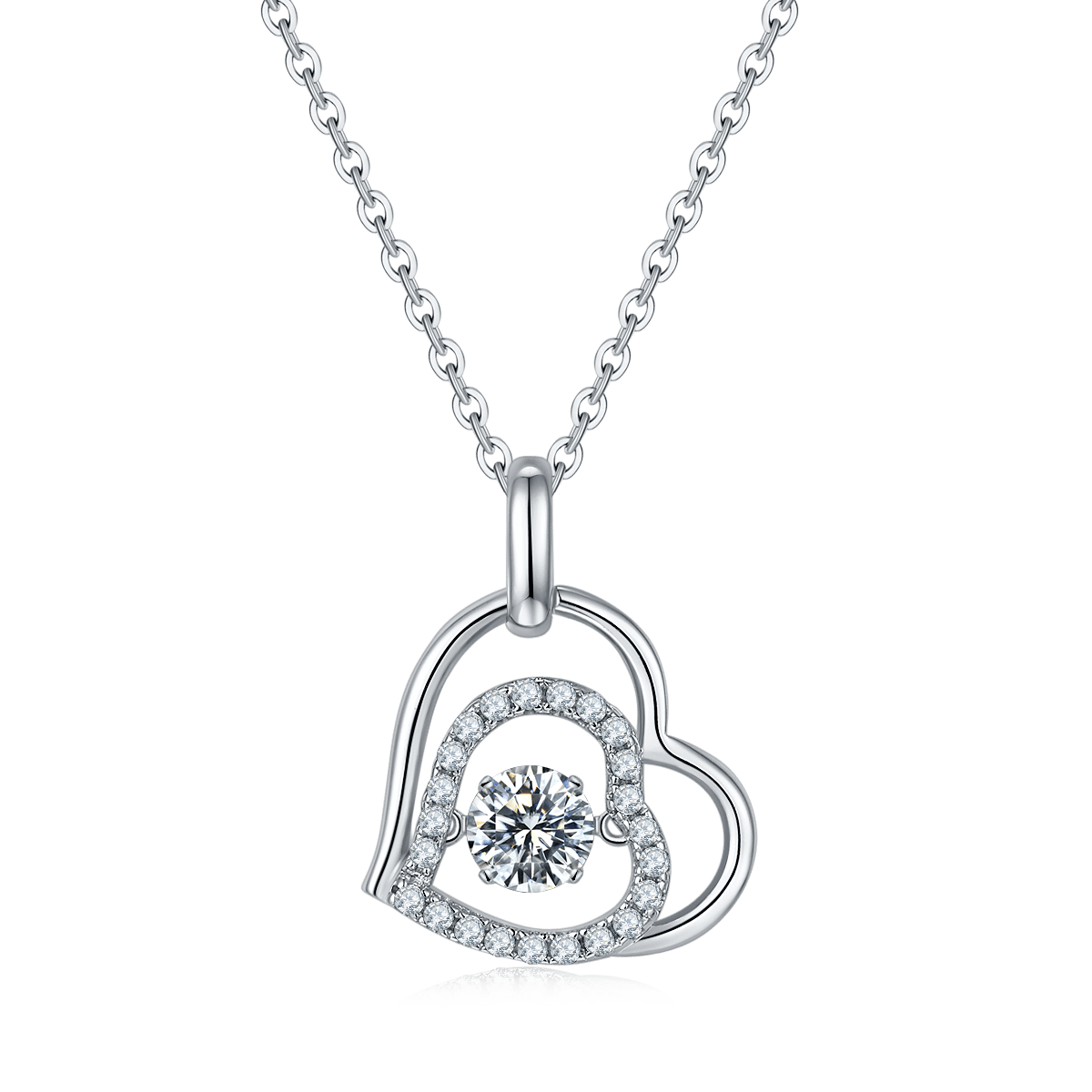 heart shape dancing moissanite pendant necklace oldg 01