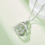 Heart Shape Dancing Moissanite Pendant Necklace 5 heart shape dancing moissanite pendant necklace oldg 06