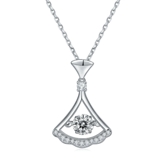 skirt shape dancing moissanite pendant necklace oldm 01