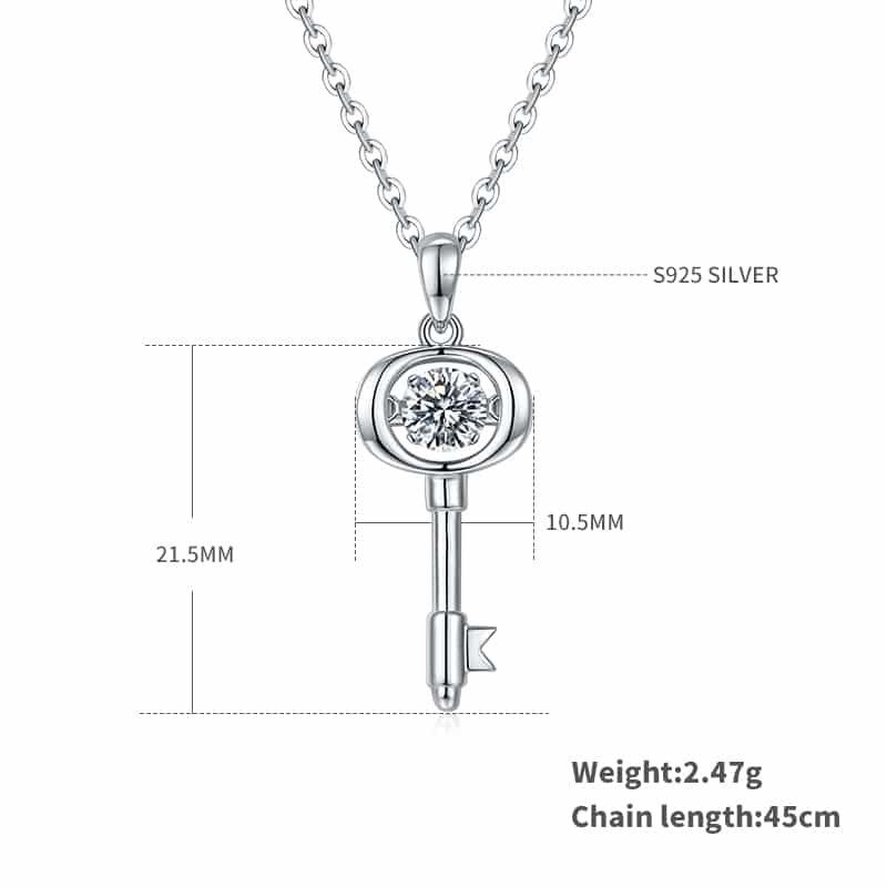 key shape dancing moissanite pendant necklace oldi 02