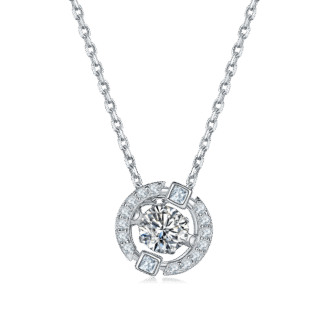 round shape dancing moissanite pendant necklace oldk 01