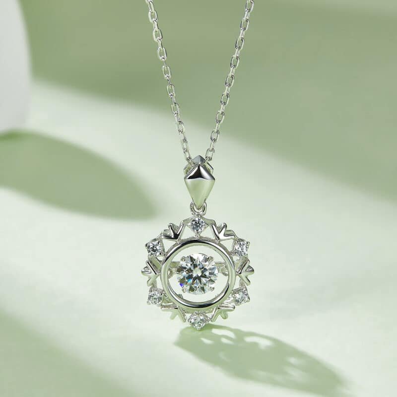 Kalung liontin moissanite menari perak sterling oldq 04