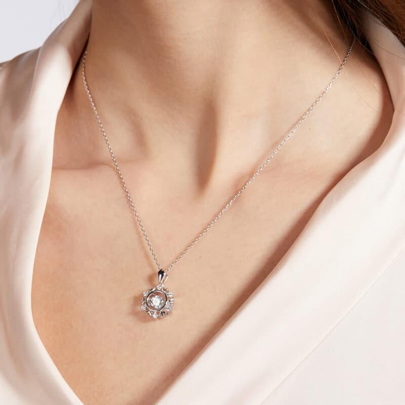Kalung liontin moissanite menari perak sterling oldq 07