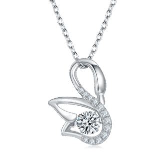 little swan shape dancing moissanite pendant necklace oldx 01