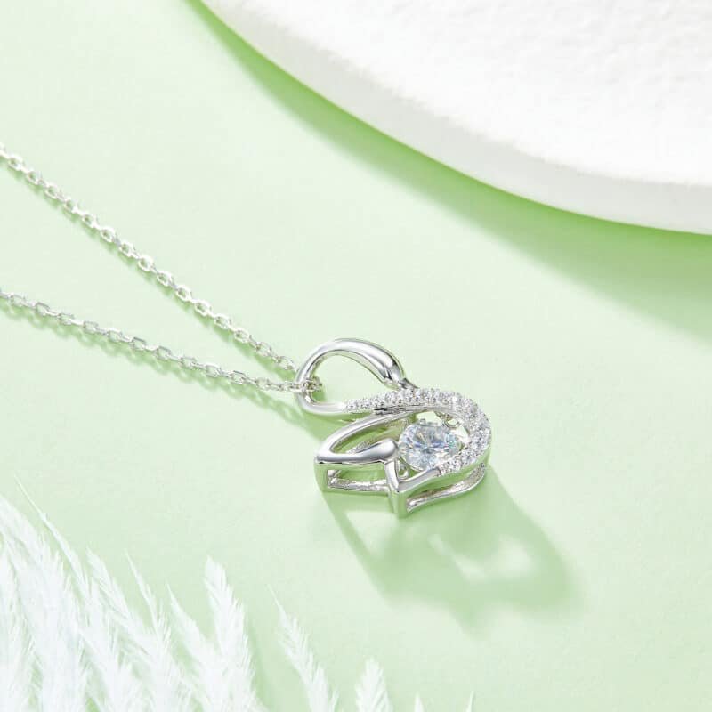 little swan shape dancing moissanite pendant necklace oldx 05