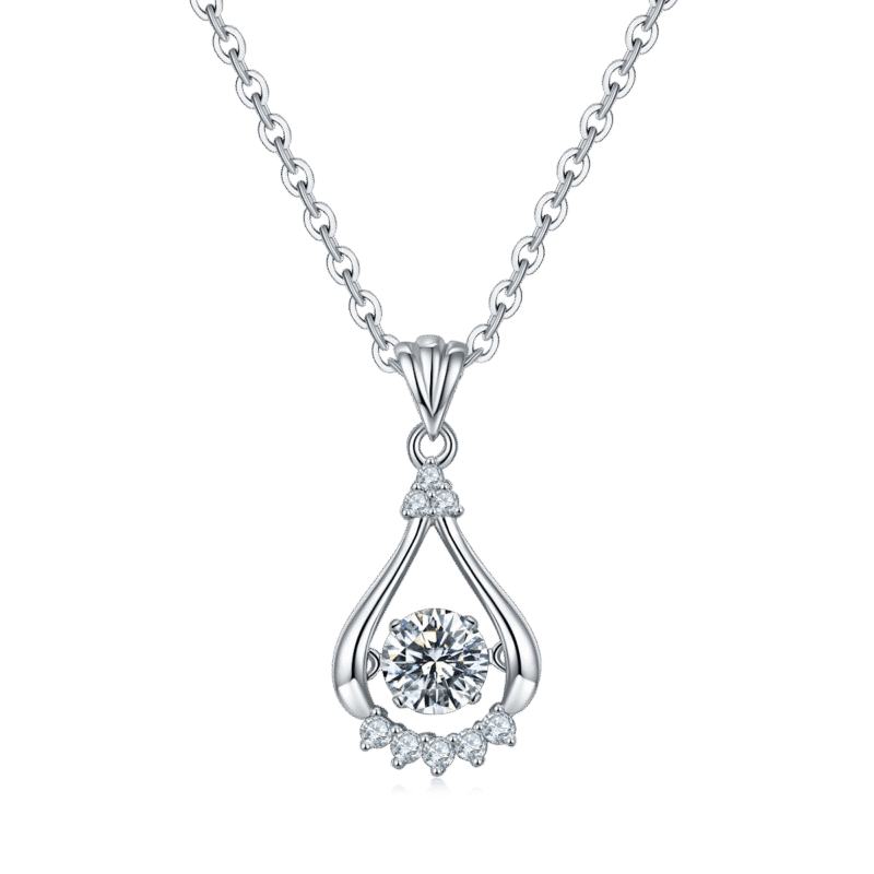 sterling silver dancing moissanite pendant necklace olde 01