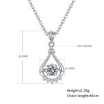 Collier pendentif en argent sterling avec moissanite dansante 2 Collier pendentif en argent sterling avec moissanite dansante, modèle ancien 02