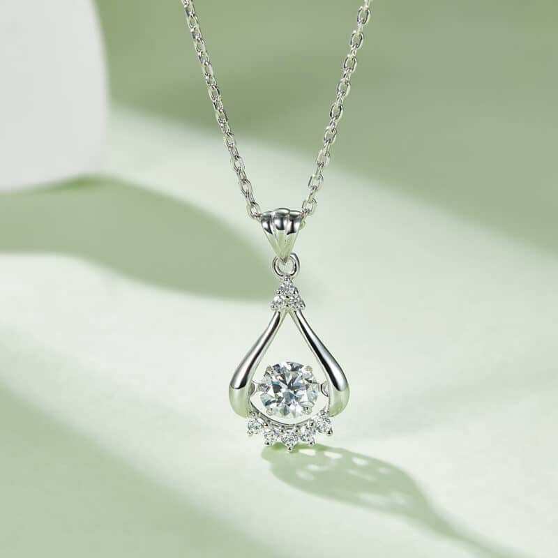 sterling silver dancing moissanite pendant necklace olde 04