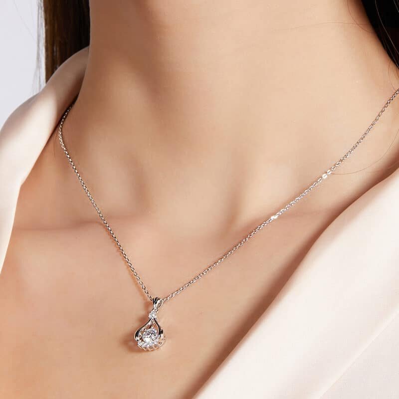 sterling silver dancing moissanite pendant necklace olde 07