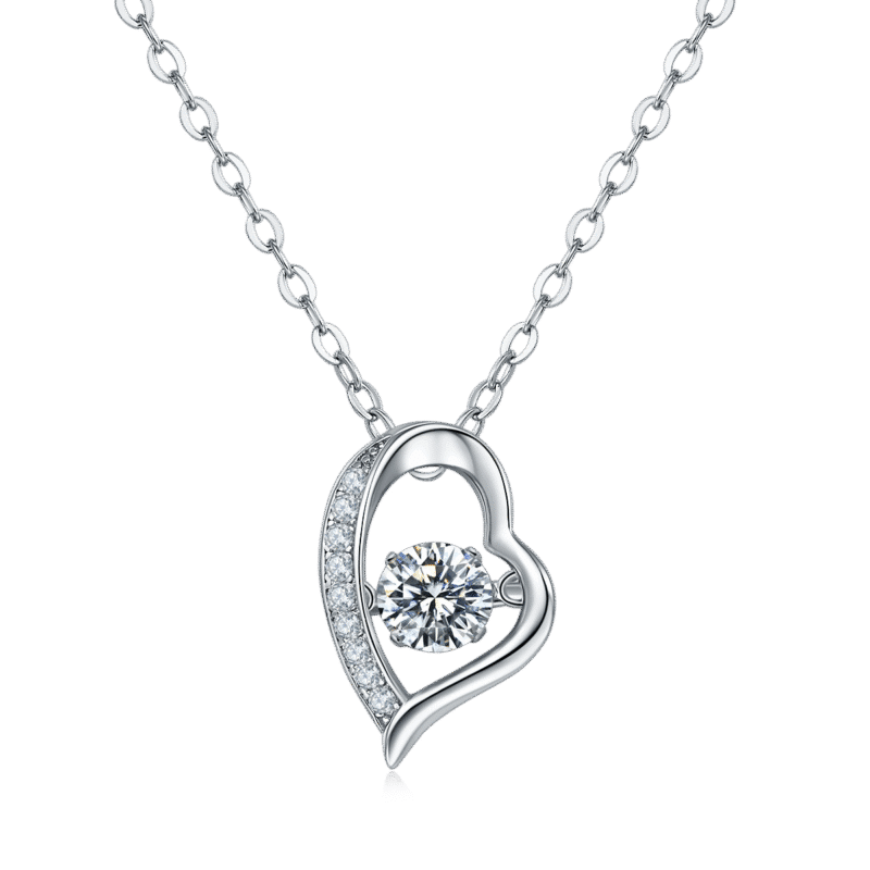sterling silver dancing moissanite pendant necklace oldb 01