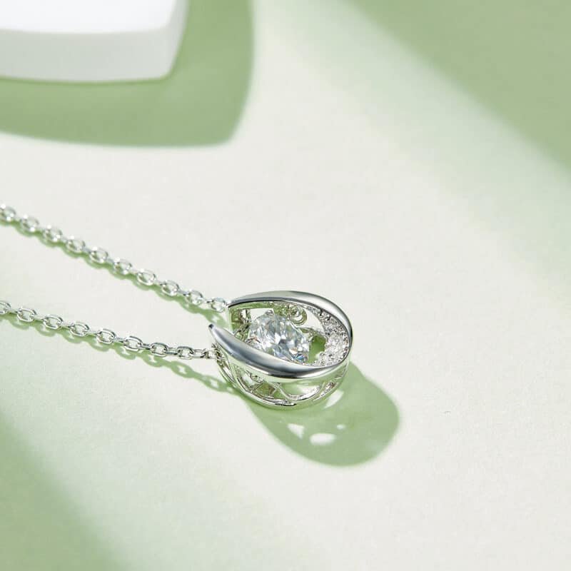 sterling silver dancing moissanite pendant necklace oldf 05