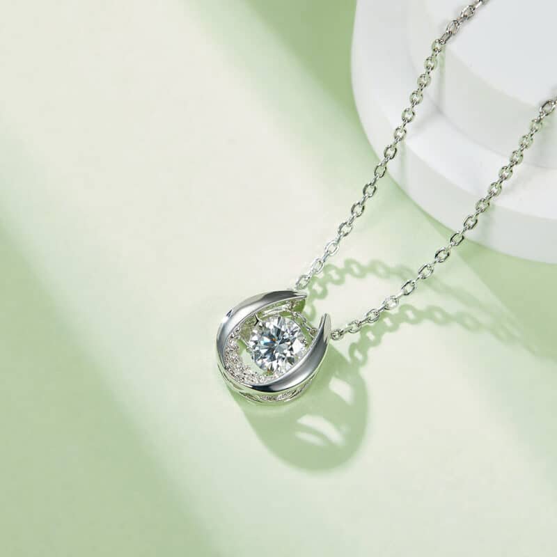 sterling silver dancing moissanite pendant necklace oldf 06