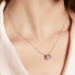 Collar con colgante de moissanita danzante de plata de ley 6 sterling silver dancing moissanite pendant necklace oldf 07
