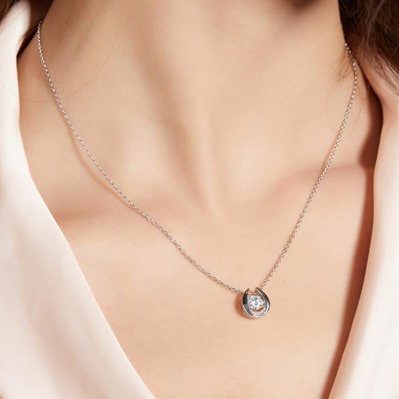 sterling silver dancing moissanite pendant necklace oldf 07